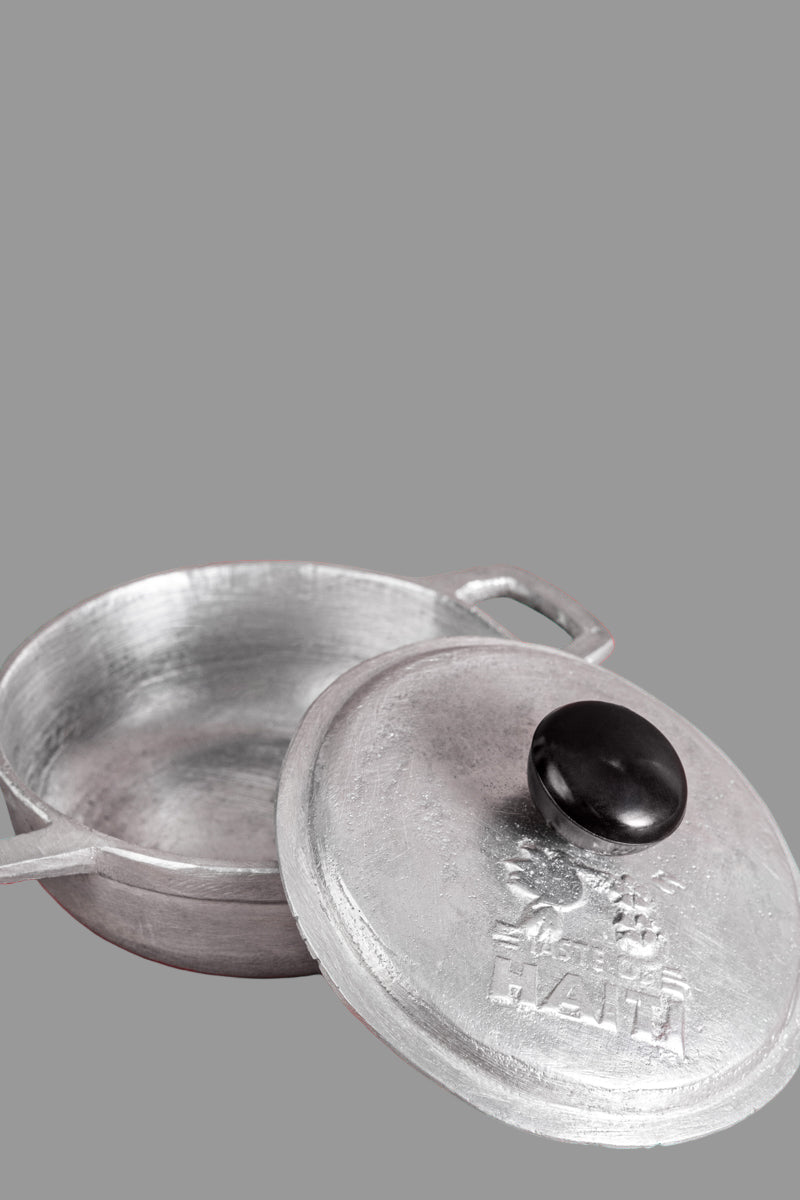 TOHB Mini Cast Aluminum Traditional Haitian Chodyè Set with Lid,Silver 0.5Qt