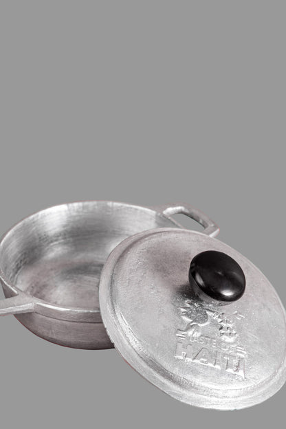 TOHB Mini Cast Aluminum Traditional Haitian Chodyè Set with Lid,Silver 0.5Qt